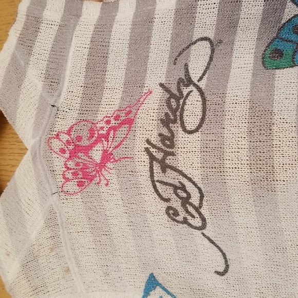 Ed Hardy by Christian Audigier ladies size M tank top butterflies and florals - Picture 5 of 6